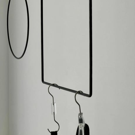 rack-03033　Black Iron Square Round Hanging Clothes Rack