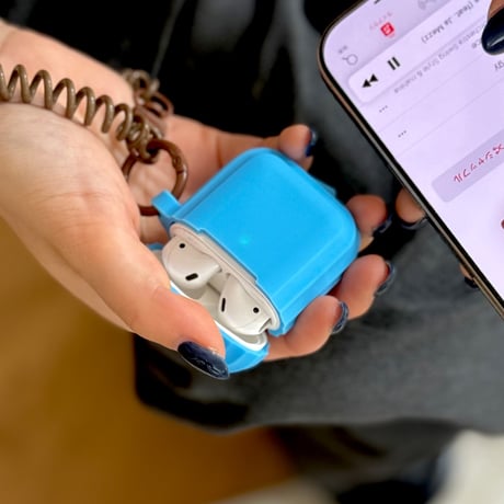 airpods-03005　brown×blue Silicone AirPods Case with Coil Strap