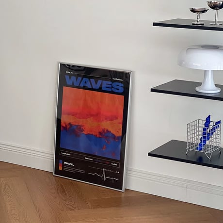 poster-03118　WAVES Silver Frame Art Poster 70×50
