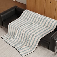 blanket-03056　White×Blue×Green Stripe  Blanket 130×180