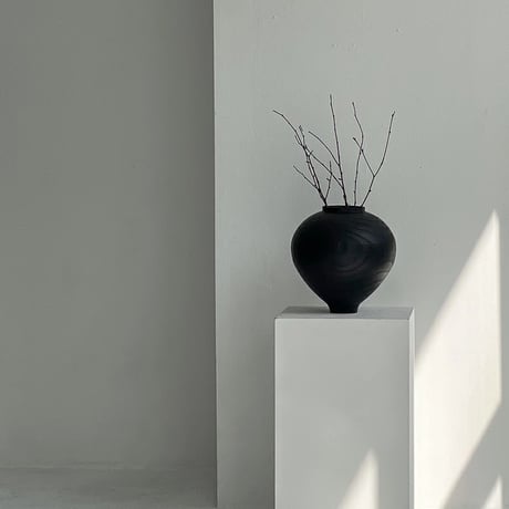 flowervase-03309　Wood Texture Black Flower Vase