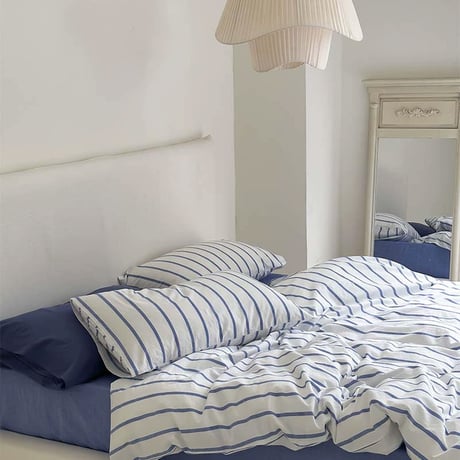 pillowcase-03003　White×Blue Pencil Stripes Pillowcases Two-pieces