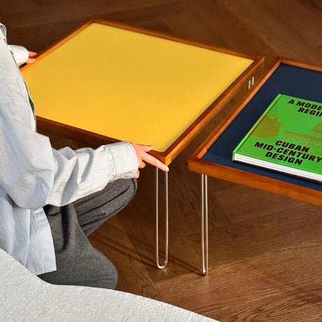 table-03219　Natural Wood Color Top Square Coffee Table 60×60cm