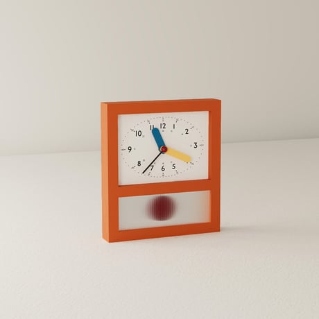 clock-03118　Orange frame Pendulum wall clock Silent