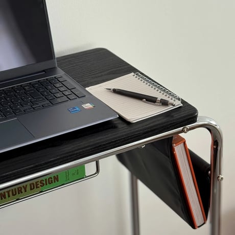 table-03192　Black Side Pocket Desk with Casters