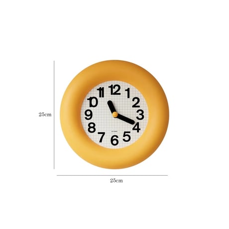 clock-03074　Yellow Round Chavi Frame Wall Clock