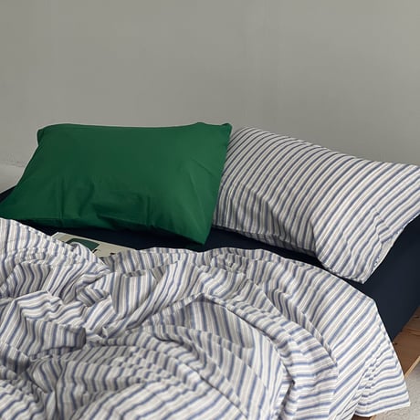 beddingsets-03035　White×Blue Cluster Stripe Bedding Sets