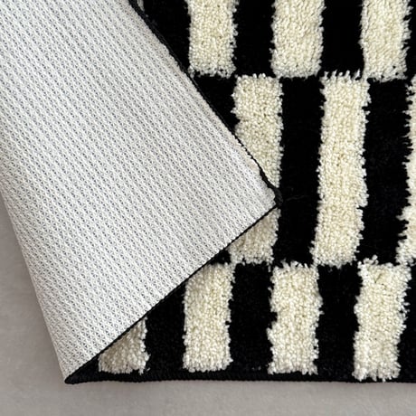 mat-03101　Black & White Tile Checkered Rug 40x60cm
