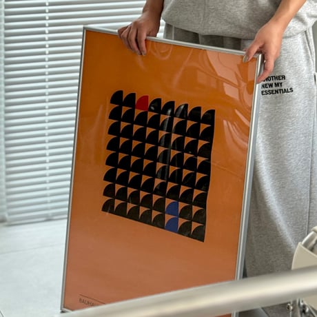 poster-03143　BAUHAUS Yellow Orange geometric Silver Frame 70×50