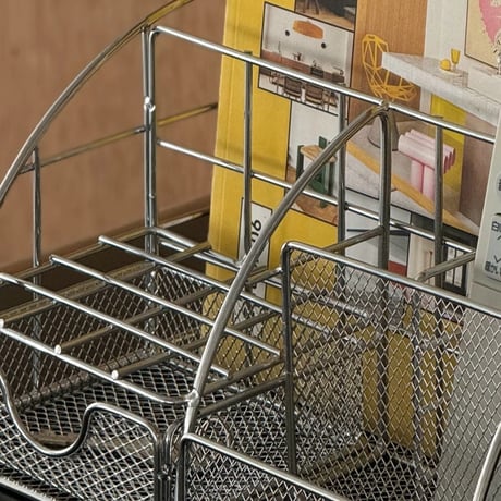 stationery-03024　Silver Steel Desk Organizer
