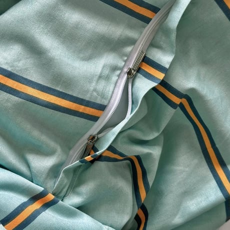 beddingsets-03038　mint×orange Thick and Thin Stripe Bedding Sets