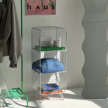 rack-03037　Silver Steel Mesh 3 Tier Rack with Stand
