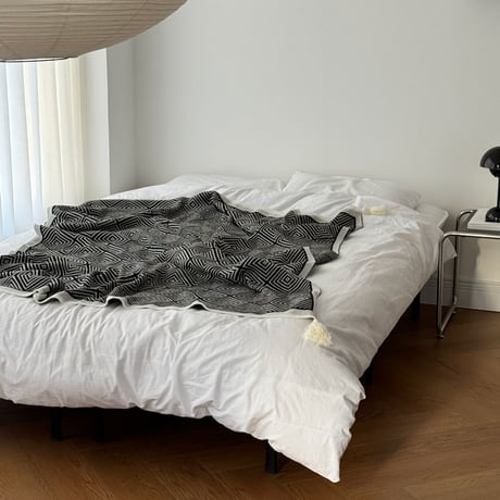 blanket-03042　Diamond Pattern Tassel Blanket 150×200