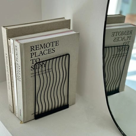 bookend-03018　Wave Line Iron Book Stand Two Pieces