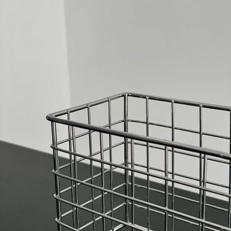 box-03027　Wide Silver Steel Basket