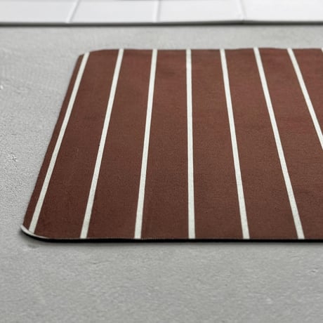 mat-03099　Pencil Stripe Brown/Blue Diatomite Quick-Dry Mat