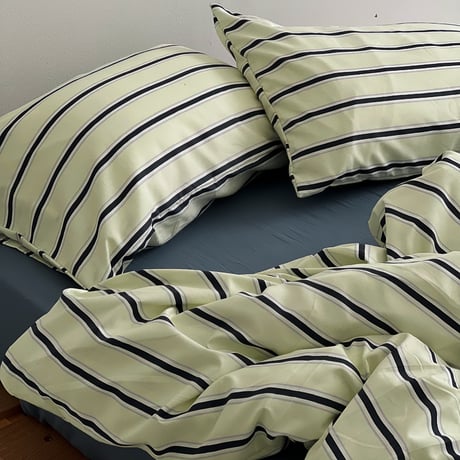 beddingsets-03009　Cream×Navy Thick and Thin Stripe Bedding Sets