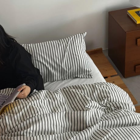 beddingsets-03107　Black×White Stripe Bedding Sets