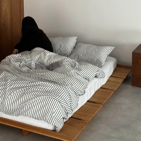 beddingsets-03107　Black×White Stripe Bedding Sets