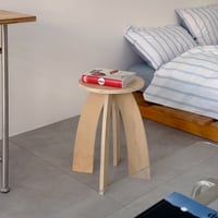 stool-03062　Natural Wood Curve Leg Stool