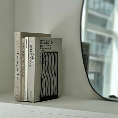 bookend-03018　Wave Line Iron Book Stand Two Pieces