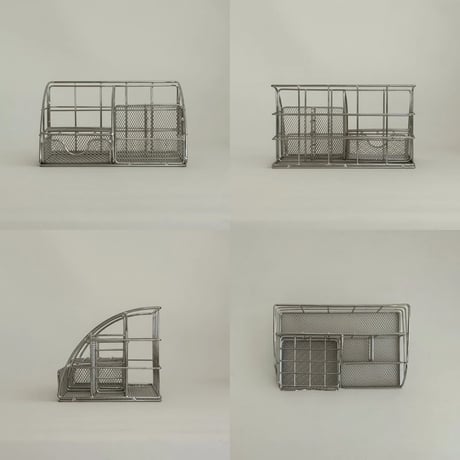 stationery-03024　Silver Steel Desk Organizer
