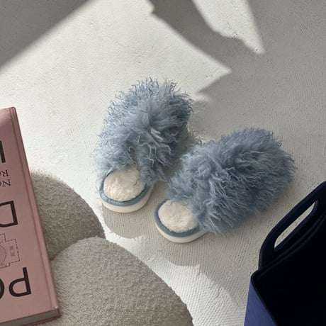 slipper-03005　Tibetan Lamb Eco Fur Room Shoes Slippers