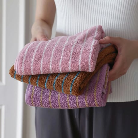 towel-03026　PK Color Pencil Stripe Bath/Face Towel