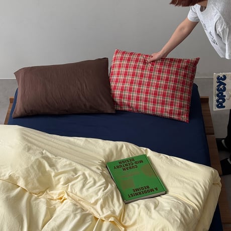 beddingsets-03160　Madras Check×Brown×Yellow×Navy Duvet Cover Set