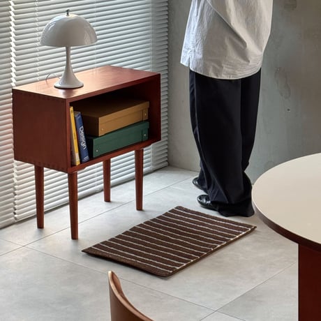 rug-03097　Brown × Blue Chalk Stripe Rug 40×60cm / 60×90cm