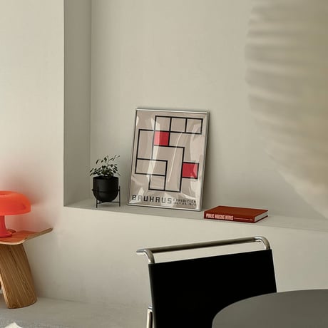 poster-03078　BAUHAUS Box Design Silver Frame Art Poster 50×40