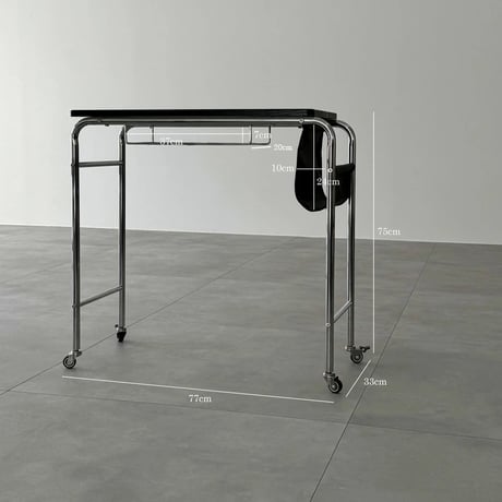 table-03192　Black Side Pocket Desk with Casters