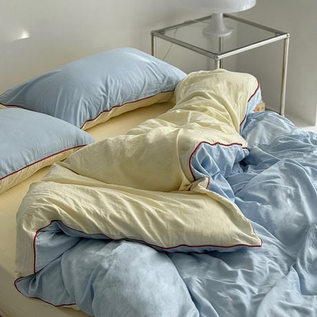 beddingsets-03024　Blue×Yellow Piping Reversible Bedding Sets