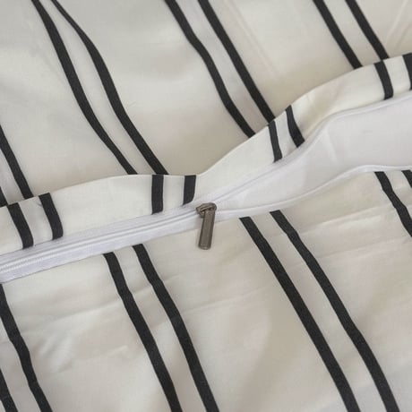 beddingsets-03023　Off-White×Charcoal Double Stripe Bedding Sets