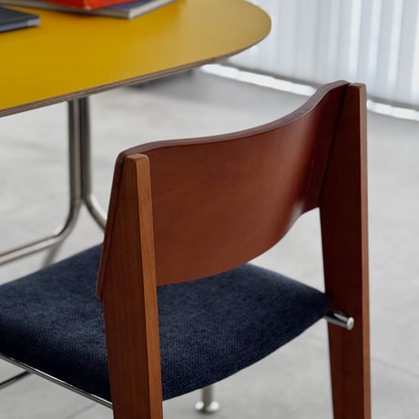 chair-03107　Natural Wood × Stainless Steel Stacking Chair