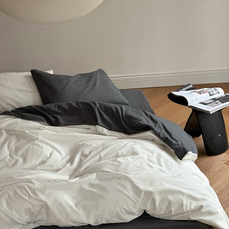 beddingsets-03036　White×Gray Reversible Bedding Sets