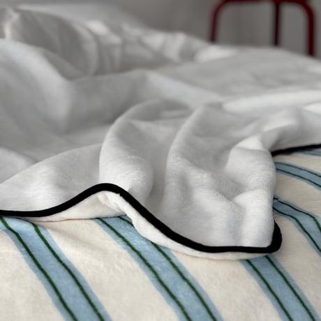 blanket-03056　White×Blue×Green Stripe  Blanket 130×180