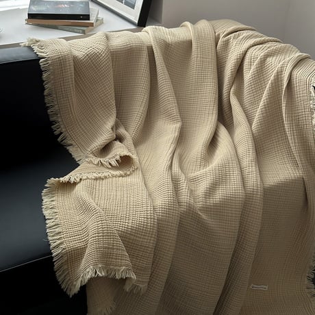 blanket-03049　Fringe Double Gauze Blanket 200×150