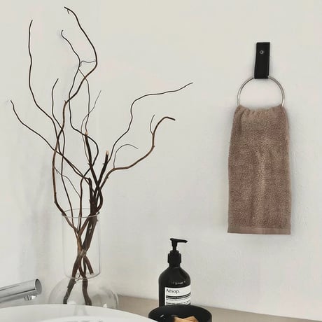 interior-03106　Leather×Metal Ring Towel Hanger