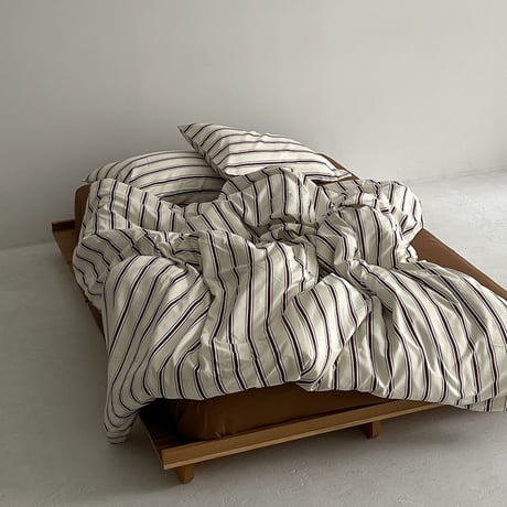 beddingsets-03011　Cream×Brown Thick and Thin Stripe Bedding Sets