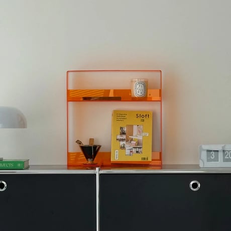 wallrack-03057　Color Acrylic Open Wall Shelf 2Tier