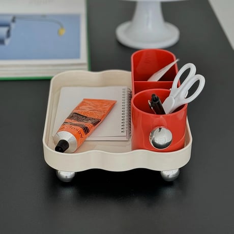 stationery-03027　Silver Ball Stand Bicolor Multi Organizer