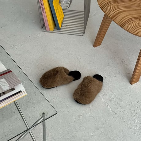slipper-03004　Two-tone Eco fur Room Shoes Slippers