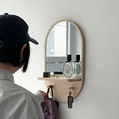 mirror-03174　Arch Wall Mirror With Shelf & Hook