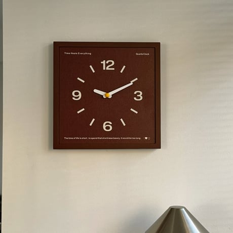 clock-03113　Brown / Green Color Panel Square Wall Clock Silent