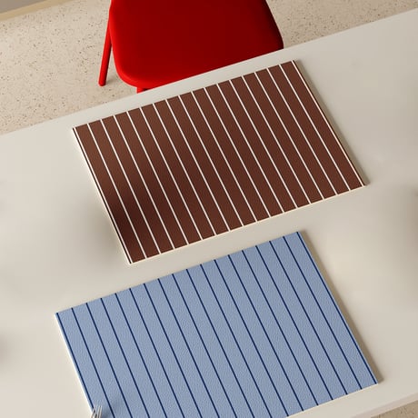 tablecloth-03071　Blue / Brown Stripe Vegan Leather Placemat
