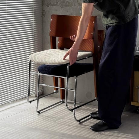 chair-03107　Natural Wood × Stainless Steel Stacking Chair