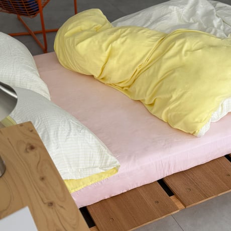 beddingsets-03155　Yellow Pencil Stripe Reversible Duvet Cover Set 【Selectable Color Sheets】