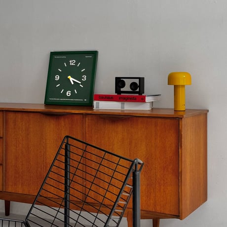 clock-03113　Brown / Green Color Panel Square Wall Clock Silent