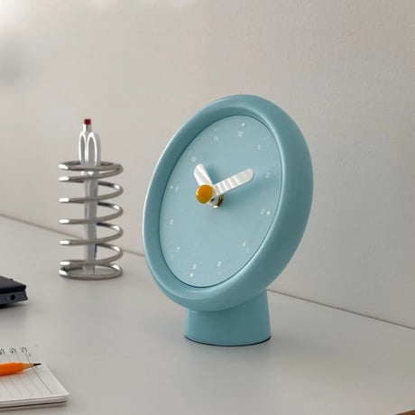 clock-03097　Blue Round Table Clock With Stand